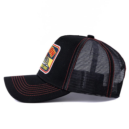 Cappellino da baseball unisex in rete, modello Trucker classico con motivo motociclistico, traspirante, estivo, in stile streetwear per uomo e donna