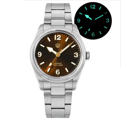 Montre à quartz pour homme Watchdives WD1960S V2, style vintage, cadran crème, 36 mm, mouvement VH31 à trotteuse fluide, verre saphir bombé, étanche 10 ATM, aiguilles luminescentes, boîtier en acier inoxydable