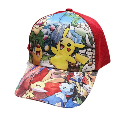 Pokémon Go Anime-figur Pikachu Polyester-baseballkasket med tryk Tegneserie-kasket med skygge Børnedragt Dekoration Fødselsdagsgaver