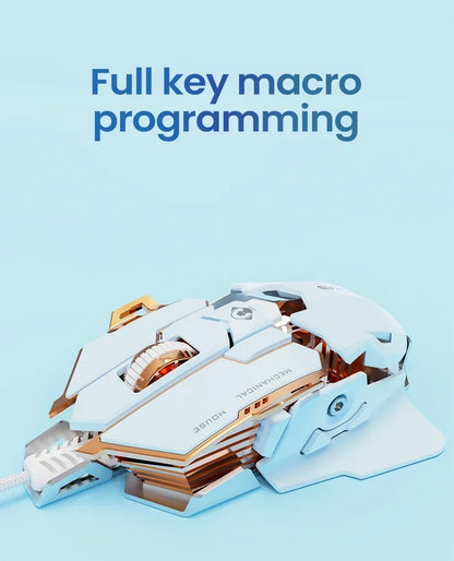 Mouse gaming cablato e-sport meccanico G5 RGB 9 pulsanti con programmazione macro, silenzioso, 12800 DPI per computer desktop e laptop