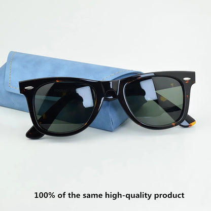 Klassiske solbriller med glaslinser Acetat-solbriller til mænd Y-2140 Design med dobbelt nitte Elegante firkantede UV-solbriller til kvinder
