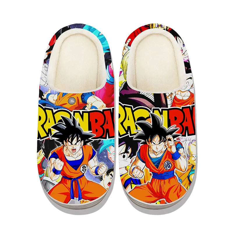 Anime Dragon Ball Plush Slippers Goku Vegeta Winter Fuzzy Warm Cotton Shoes Cute Cosplay Men Home Indoor Non-Slip Slipper Gifts