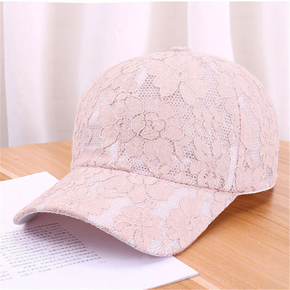 Czapki baseballowe dla kobiet na wiosnę i lato w stylu księżniczki, z koronką, haftem i siateczką w kwiaty, przewiewne czapki damskie typu snapback dla młodych dziewcząt BQ091