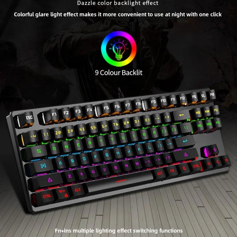 Gamer Mechanical keyboard 87 keys gaming 80% backlit key board ergonomic computer office wired mini pc numpad pink white black