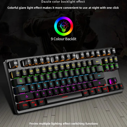 Gamer Mechanical keyboard 87 keys gaming 80% backlit key board ergonomic computer office wired mini pc numpad pink white black
