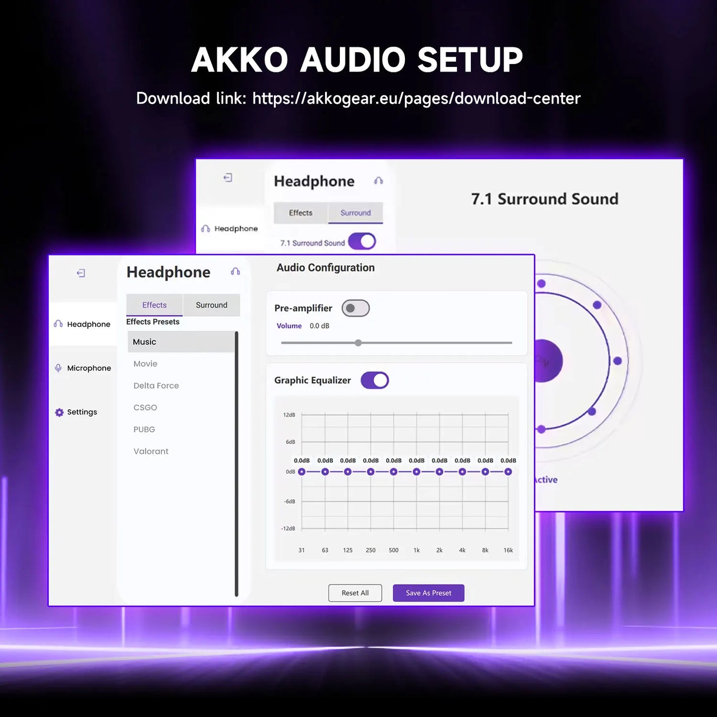 AKKO Verge S9 Gaming-Headset mit Mikrofon – 53mm-Treiber, Quad-Mode Wireless Bluetooth 5.3, 7.1 Surround Sound FPS Pro Gaming-Kopfhörer