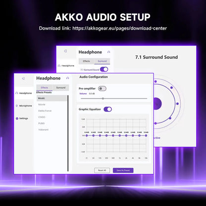 AKKO Verge S9 Gaming-Headset mit Mikrofon – 53mm-Treiber, Quad-Mode Wireless Bluetooth 5.3, 7.1 Surround Sound FPS Pro Gaming-Kopfhörer