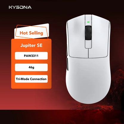 Mysz gamingowa KYSONA Jupiter Series – przewodowa i bezprzewodowa, 8Khz, sensor PAW3950, Bluetooth, 46g, akumulatorowa, sterownik webowy do PC i laptopa