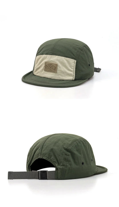 Zomerse, dunne, ademende en sneldrogende baseballpet voor mannen en vrouwen, voor outdooravonturen en bescherming tegen de zon, met korte klep en 5 flappen, geschikt voor wandeltochten