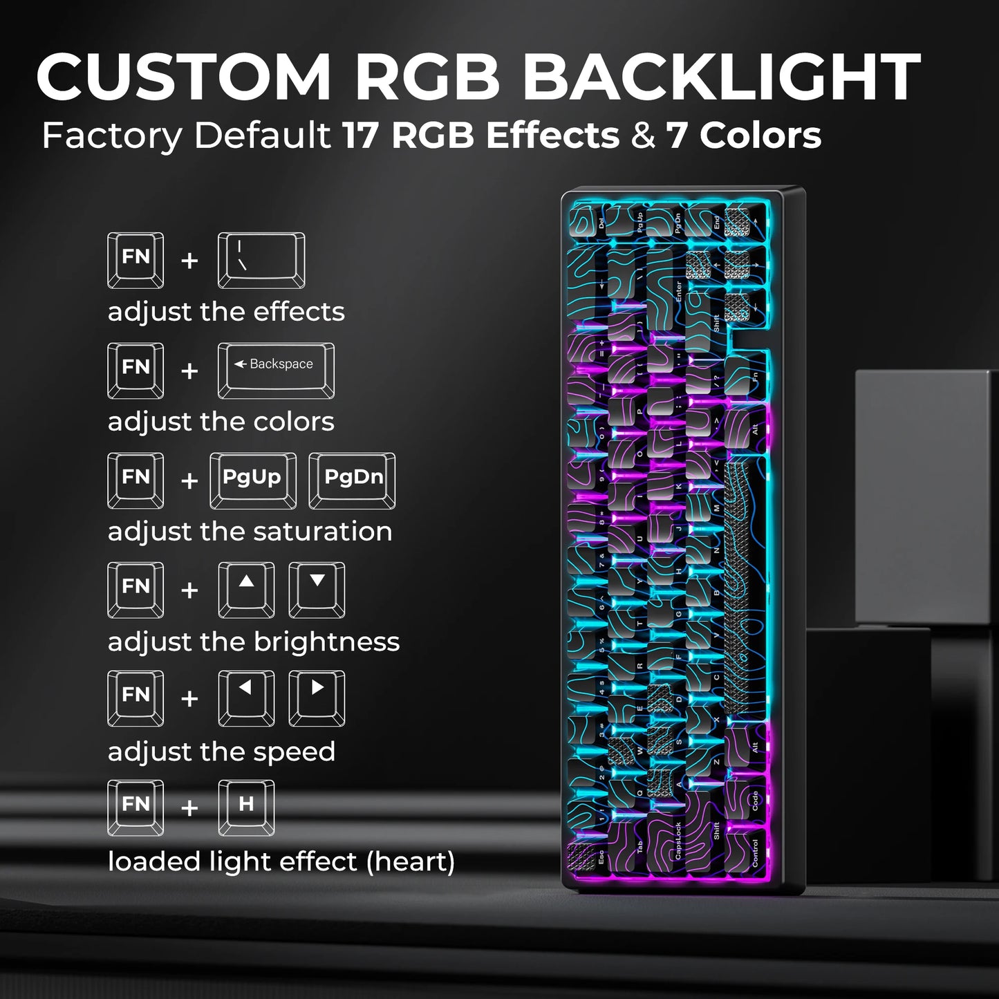 XVX M67 JadeStone Mechanical Keyboard With IMD-Tech Keycaps Hot Swappable Gasket Tri-Mode Custom RGB Wireless Keyboard 65%