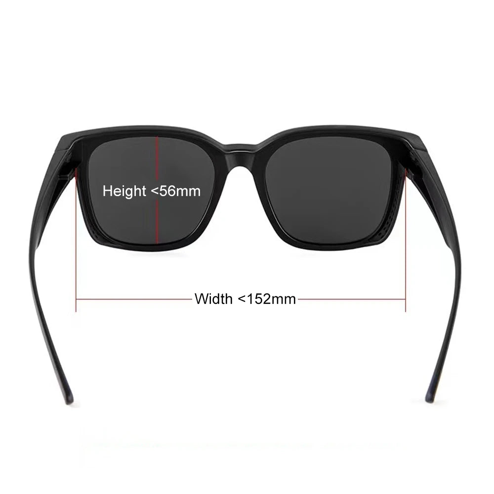 KLASSNUM Transfer Sunglasses Ladies Fit Over Sun Glasses Men Oversize Square Wrap Around Glasses for Prescription Myopia Goggles