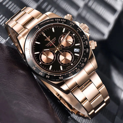 Luxuriöse VK63 Herrenuhr mit Quarzwerk, Business-Chronograph, 39mm, Stahl/Roségold, Datum, leuchtendes Zifferblatt, voll funktionsfähiger Chronograph