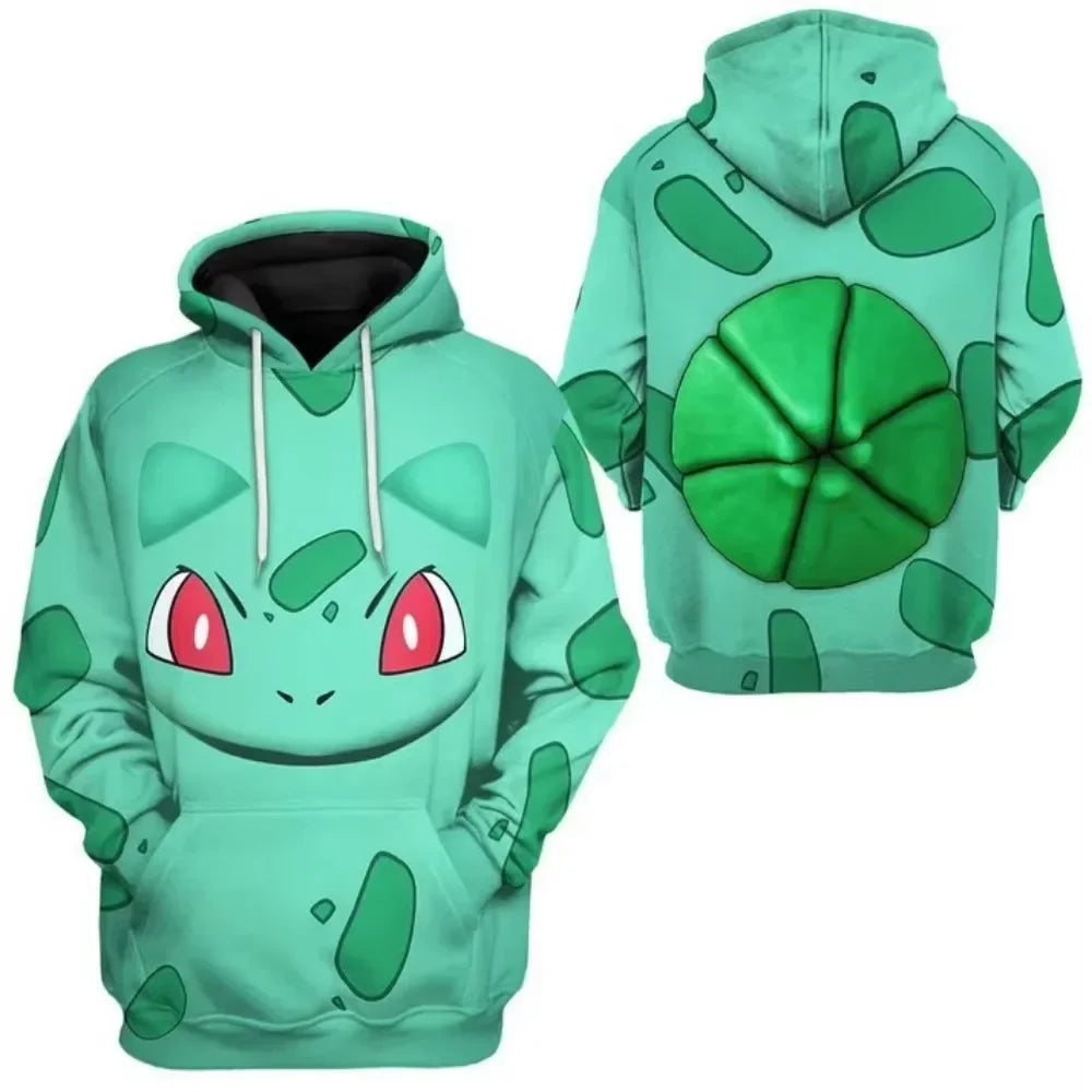 New Pokémon Pikachu Children Printed Top cosplay Hooded Fashion Trendy Casual Long-sleeved Pullover Sweatshirt Birthday Gift