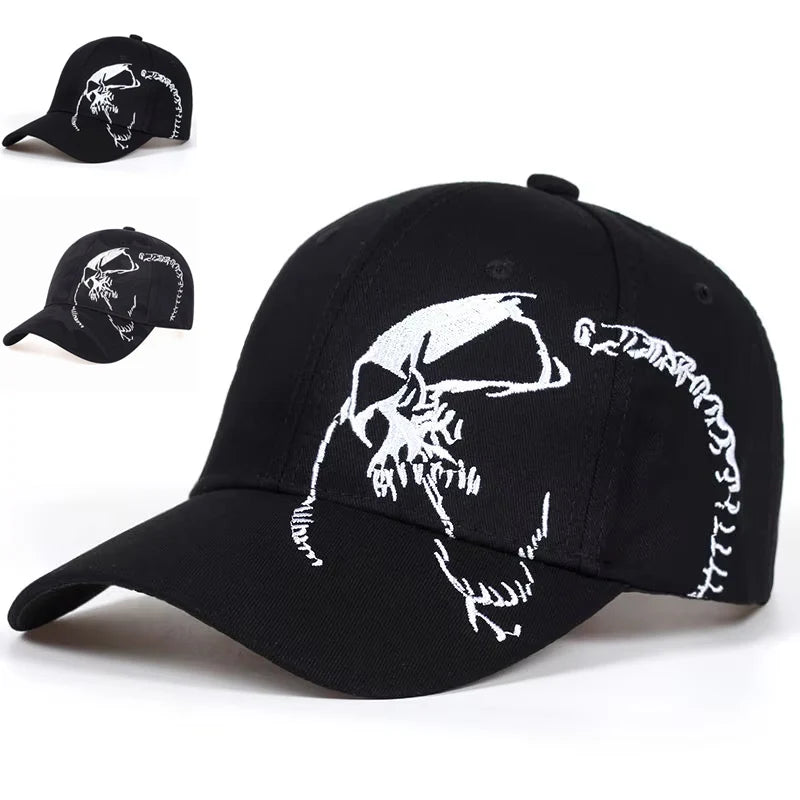 Unisex Skeleton Embroidery Baseball Caps Outdoor Adjustable Spring and Autumn Casual Sunscreen Hat