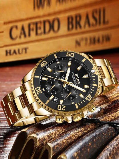 BIDEN Multi functional men's quartz watch luxury waterproof night light business style diving series casual fashion watch