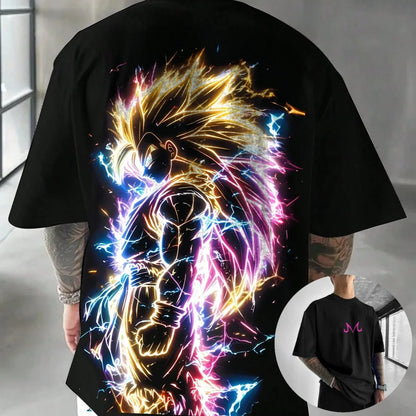 Dragon Ball GOKU Peripheral Printed T-shirt Bandai Loose Men's and Women's Summer Sweating Breathable Sports Short Sleeve