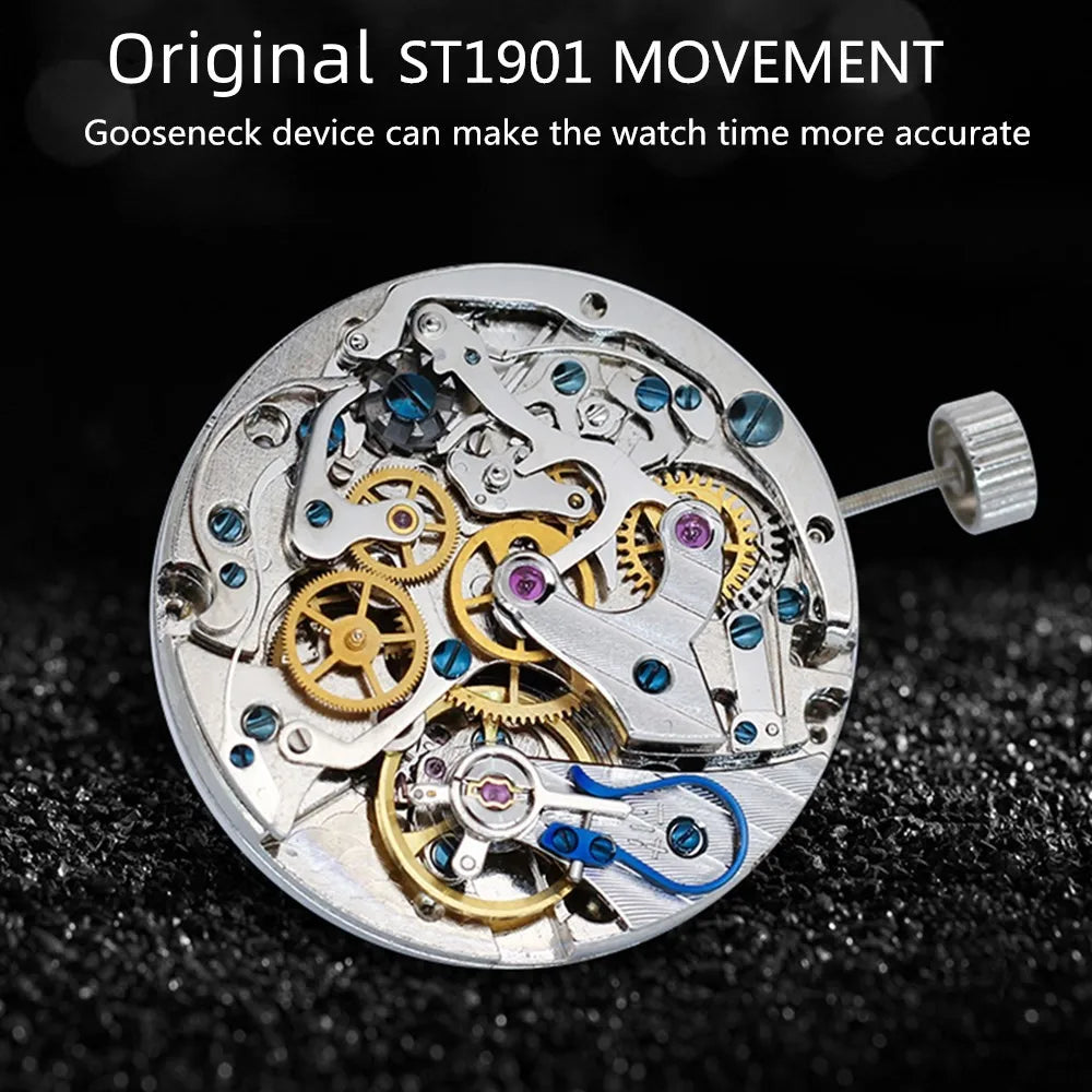 SEAKOSS 1963 Chronograph 42mm 40mm 38mm Sapphire Original Seagull ST1901 Movement With Gooseneck Pilot Men's Mechanical Watches