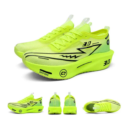 Men's Carbon Board Sneakers Anti-Slip Cushioned Comfortable Racing Training Running Shoes Mesh Tennis Shoes Casual for Women