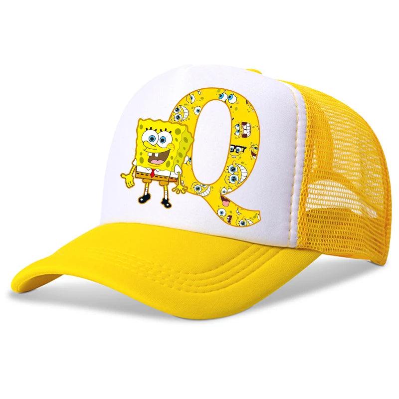Spongebob-baseballkasketter til børn – kawaii-tegneserie med bogstaver – afslappet solhat til børn – justerbar kasket med skygge – fødselsdagsgaver
