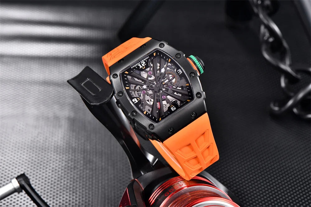 PAGANI DESIGN 42 MM Men's Skeleton Quartz Watch Japan VH65 Sapphire Glass Stainless Steel 50M Waterproof Wristwatches PD1738 New
