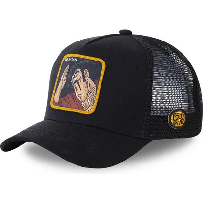 Dragon Ball Son Goku-Kappe, Sommer-Reisekappe mit Schirm, Herren-Kappe mit Stickerei, im Hip-Hop-Stil, Sonnenvisier, verstellbare Trucker-Kappe aus Netzstoff