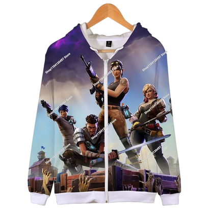 2024 New Game Zipper Hoodie, Children's Sweatshirt Fortnite Pullover Sweatshirts, Fashion Boys and Girls Clothing