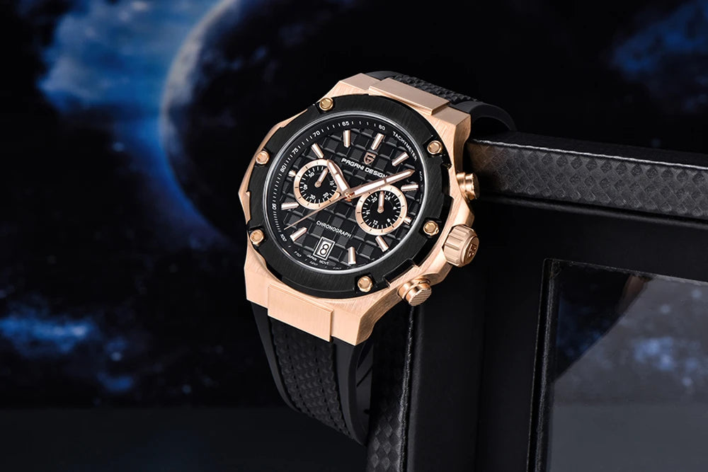 Relógios de quartzo para homem PAGANI DESIGN – Cronógrafo desportivo de luxo, estanque, com ponteiros luminescentes e vidro de safira com tratamento antirreflexo