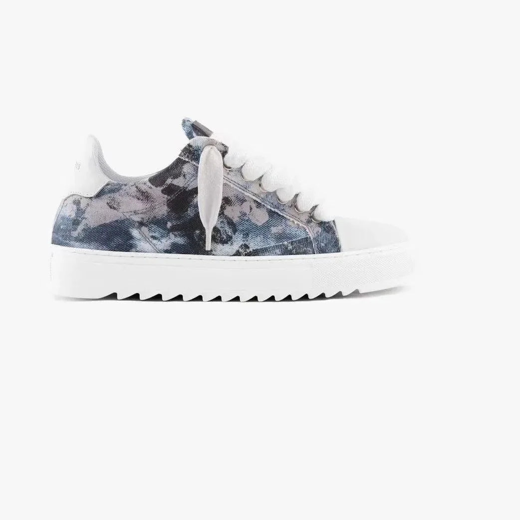 Chaussures de skate décontractées et respirantes pour hommes, semelle épaisse, baskets de sport polyvalentes, en toile grise denim imprimée, style spray, chaussures en toile
