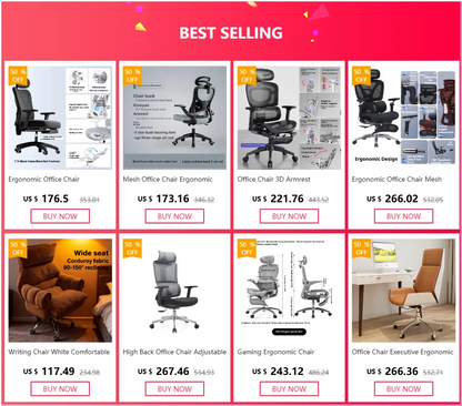 Ergonomic Office Chair Mesh Seat Adjustable Headrest Commercial Chair Footrests Support Comfortable Lumbar Chaise Ergonomique