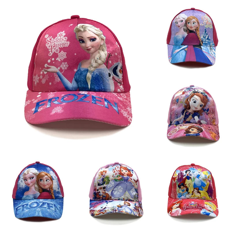 Disney-prinsesse Elsa, Anna og Sofia fra Frost – anime-figur – baseballkasket – Terylene-kasket med skygge – tegneseriepige – børnehovedbeklædning – gaver