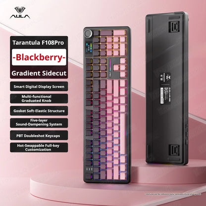 AULA F108 PRO Mechanische Tastatur Custom 100%-Layout RGB-Hintergrundbeleuchtung Kabellos Bluetooth Hifi-Switch Gaming-Tastatur