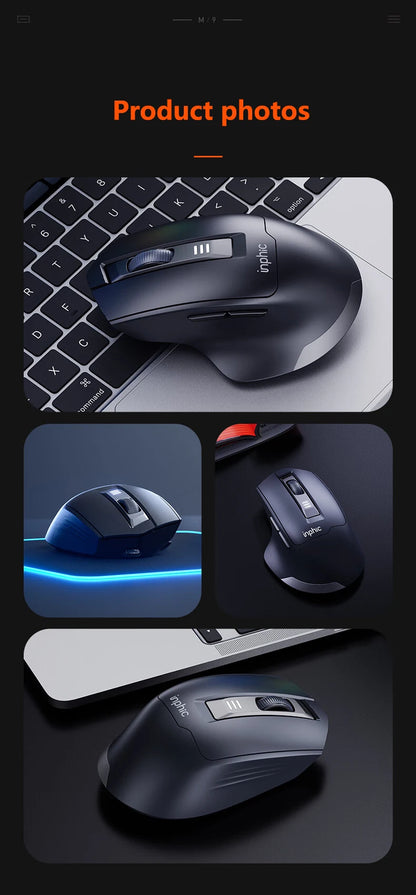 INPHIC Silent Office Mouse Battery Level Display 2400DPI Wireless Mouse Suitable for Desktop and Laptop Computers