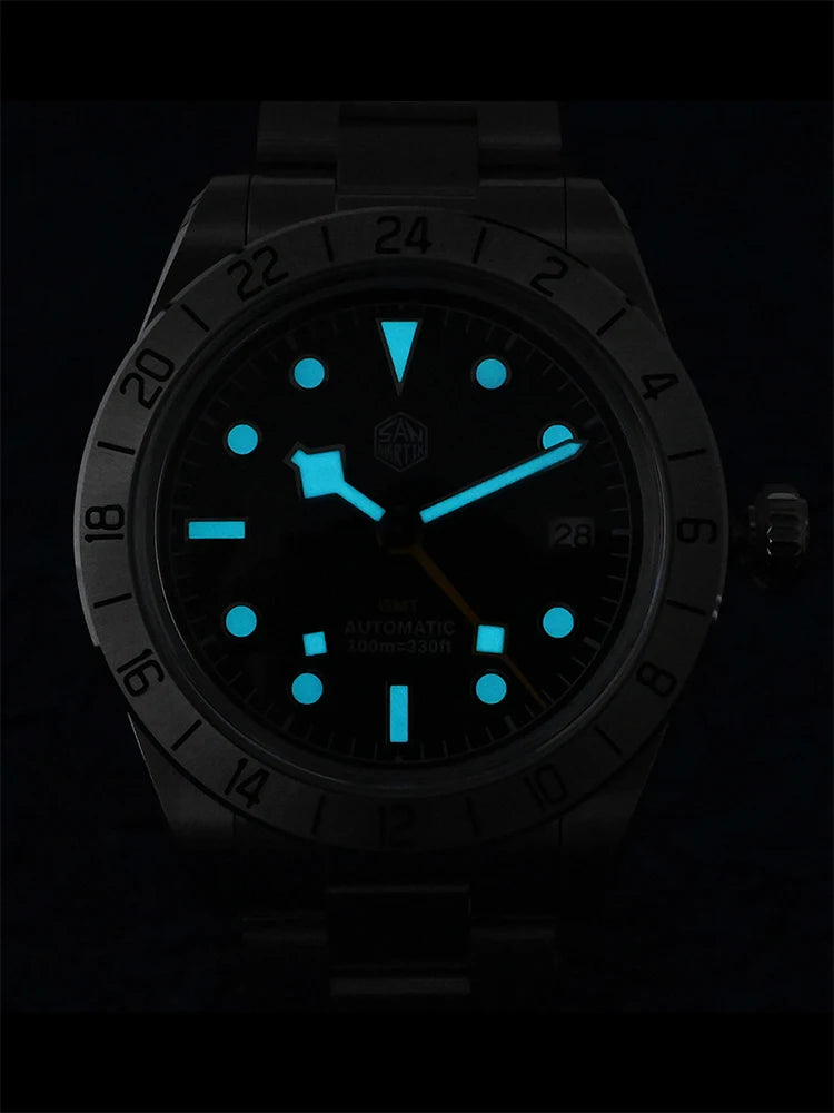 San Martin New 39mm NH34 BB GMT Automatic Mechanical Watch Sport Watch Sapphire Luminous Waterproof 100m for Men Relogio SN0054