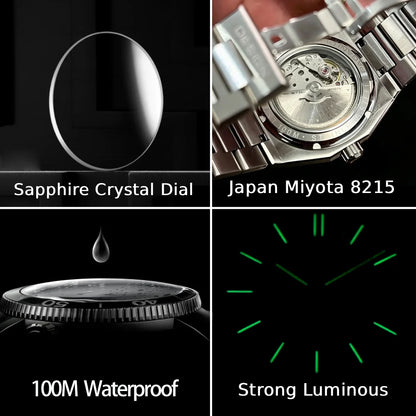 PAGANI DESIGN 8215 Men's Automatic Mechanical Watch 40MM Sapphire Stainless Steel Waterproof 10Bar Luminous C3 Reloj Hombre