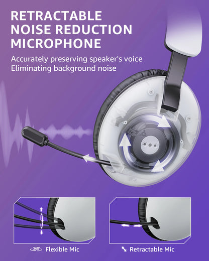 Acinaci BL500 Wireless Gaming Headset 2.4G Bluetooth 5.3 & Wired – Noise-Cancelling Mic, 30H Battery, 50mm Drivers for PC, PS5, PS4