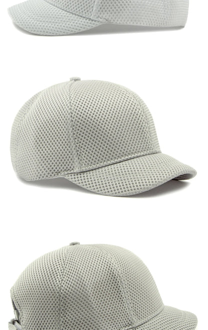 HT4828 Gorra de béisbol de ala corta de 5 cm para hombre, 6 paneles, gorra de béisbol de malla transpirable, gorra tipo «trucker», para hombre y mujer, lisa, sin estampados, con cierre a presión