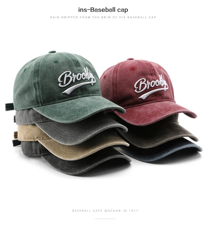 Brooklyn Baseball Caps Embroidery Breathable Retro Style Unisex Comfort Trendy Fashion Summer Hat Sun Protection Curved Brim
