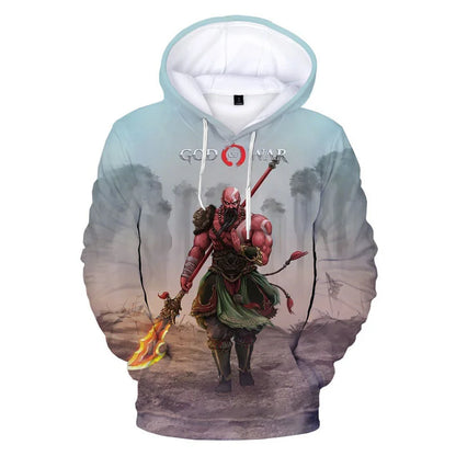 3D pop game God Of War printing Hoodies for men Kratos graphic hooded hoody kid fashion cool hip hop pullovers harajuku clothing
