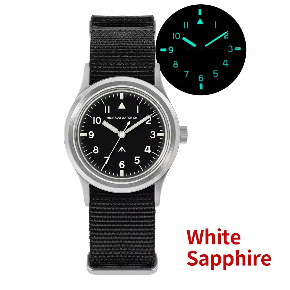 Militado ML14 Quartz Watch Cream Dial VH31/VH65 Sweep Movement Bubble K1/ Sapphire Luminous 36Mm Vintage Watches 100M Waterproof