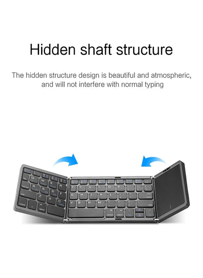 Mini Folding Wireless Bluetooth Keyboard Russian Spanish Arabic Hebrew Portugues with Touchpad for Windows, Android, IOS