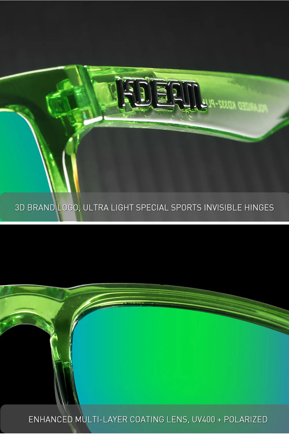 KDEAM Large Size Square Men's Sunglasses Polarized Photochromic Oversized Sun Glasses Fashion Women Shades Upgraded Edition