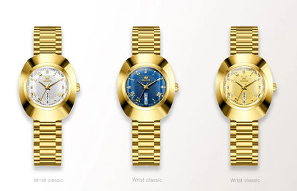 OLEVS Golden Quartz Watch for Women Fashion Elegant Tungsten Steel Case Waterproof Wristwatches Luxury Original Ladies Watch New