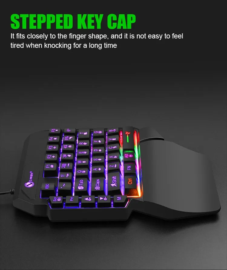 35 Tasten Einhand-Mini-Gaming-Tastatur USB, ultraflache kabelgebundene Tastatur mit Hintergrundbeleuchtung für Laptop, Desktop-PC und Smartphone