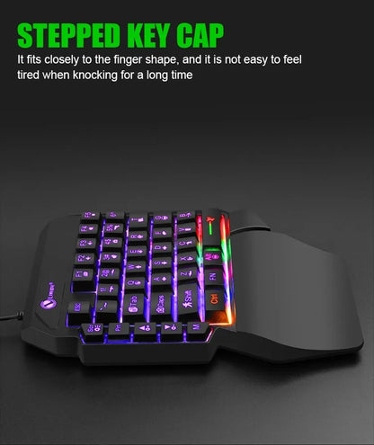 35 Tasten Einhand-Mini-Gaming-Tastatur USB, ultraflache kabelgebundene Tastatur mit Hintergrundbeleuchtung für Laptop, Desktop-PC und Smartphone