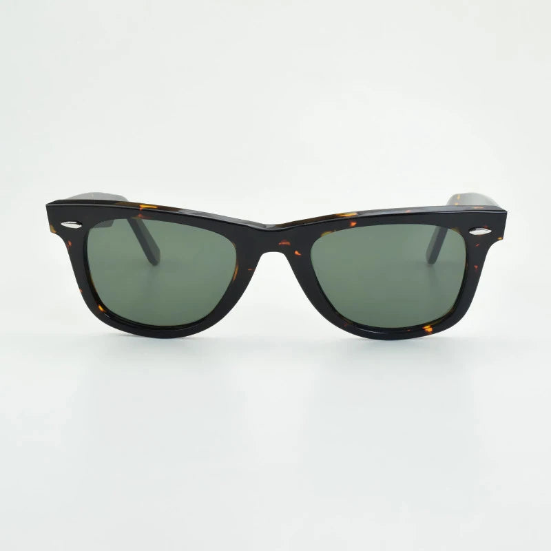 Klassiske solbriller med glaslinser Acetat-solbriller til mænd Y-2140 Design med dobbelt nitte Elegante firkantede UV-solbriller til kvinder