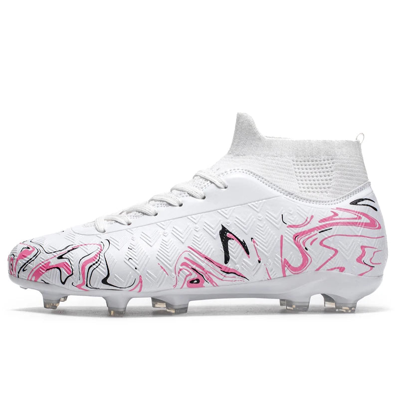 Chaussures de football élégantes à tige haute, design robuste avec crampons longs, résistantes à l'usure et antidérapantes pour l'entraînement sportif en extérieur