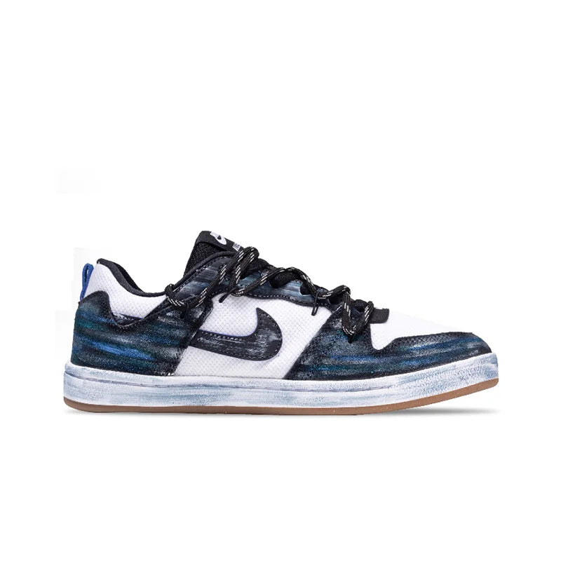 Custom Sneakers Nike SB Alleyoop "Starry Eye" Hand-Painted Low-Top Unisex Skate Shoes (Black/Blue)