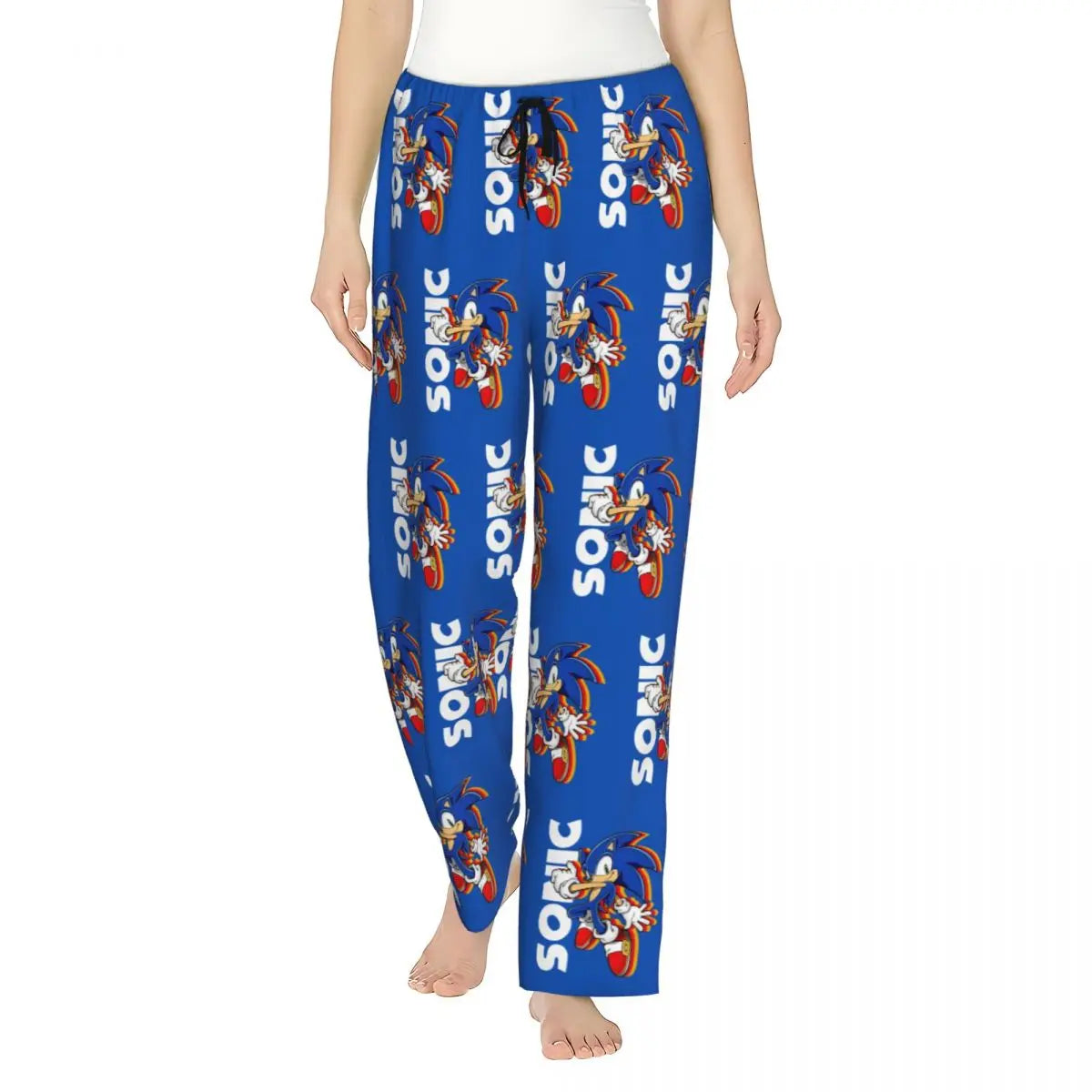 Custom Printed Womens Soniced Pajama Pants Hedgehog Game Sleepwear Sleep Lounge Bottoms with Pockets