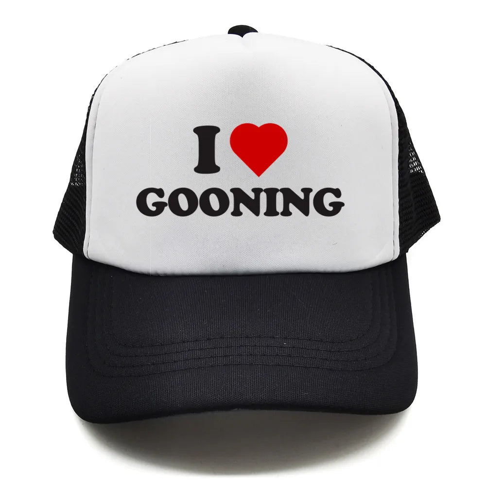 Αστεία καπέλα μπέιζμπολ «I Love Gooning» – Δροσερά καλοκαιρινά ανδρικά καπέλα από πλέγμα – Χιουμοριστικά καπέλα τύπου «Trucker» – Unisex καπέλα από πλέγμα για υπαίθριες δραστηριότητες – MZ-080