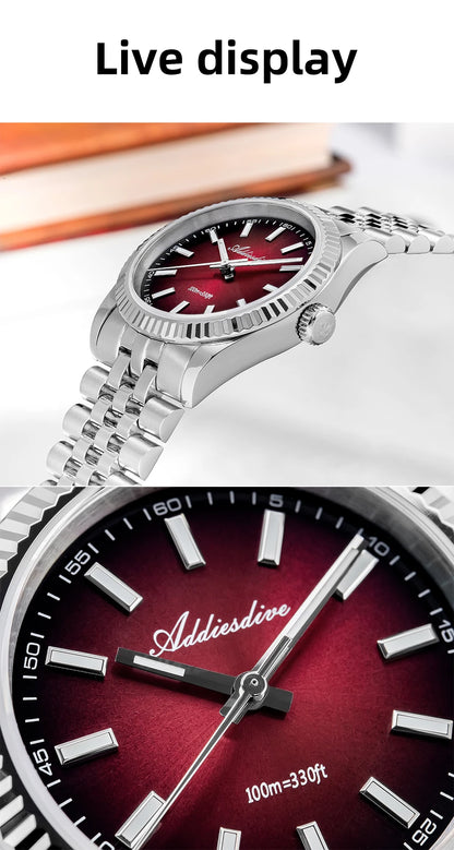 Orologio da uomo ADDIESDIVE AD2073 nuovo, vetro zaffiro, 36mm, VH31, quadrante sunburst, quarzo, impermeabile 10Bar, da immersione, luminoso